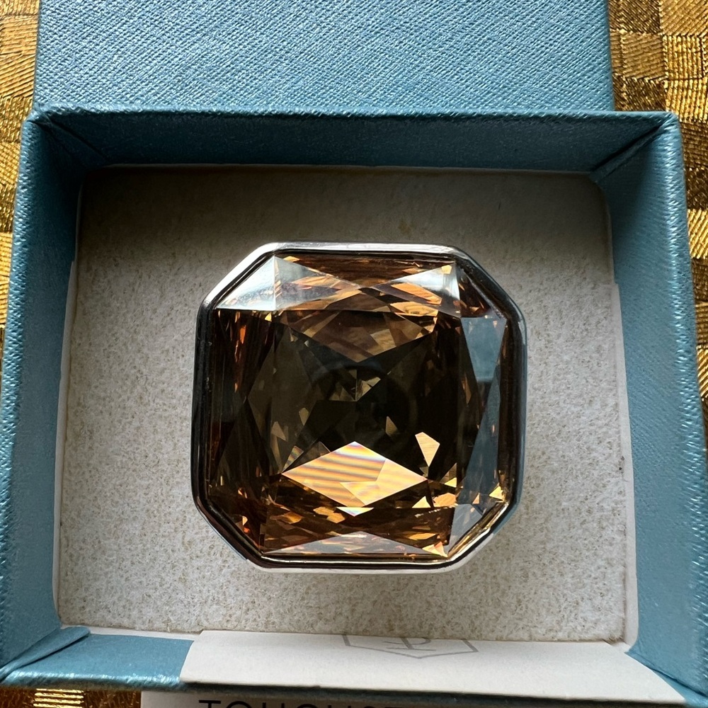 Smoked Topaz brown crystal Ring